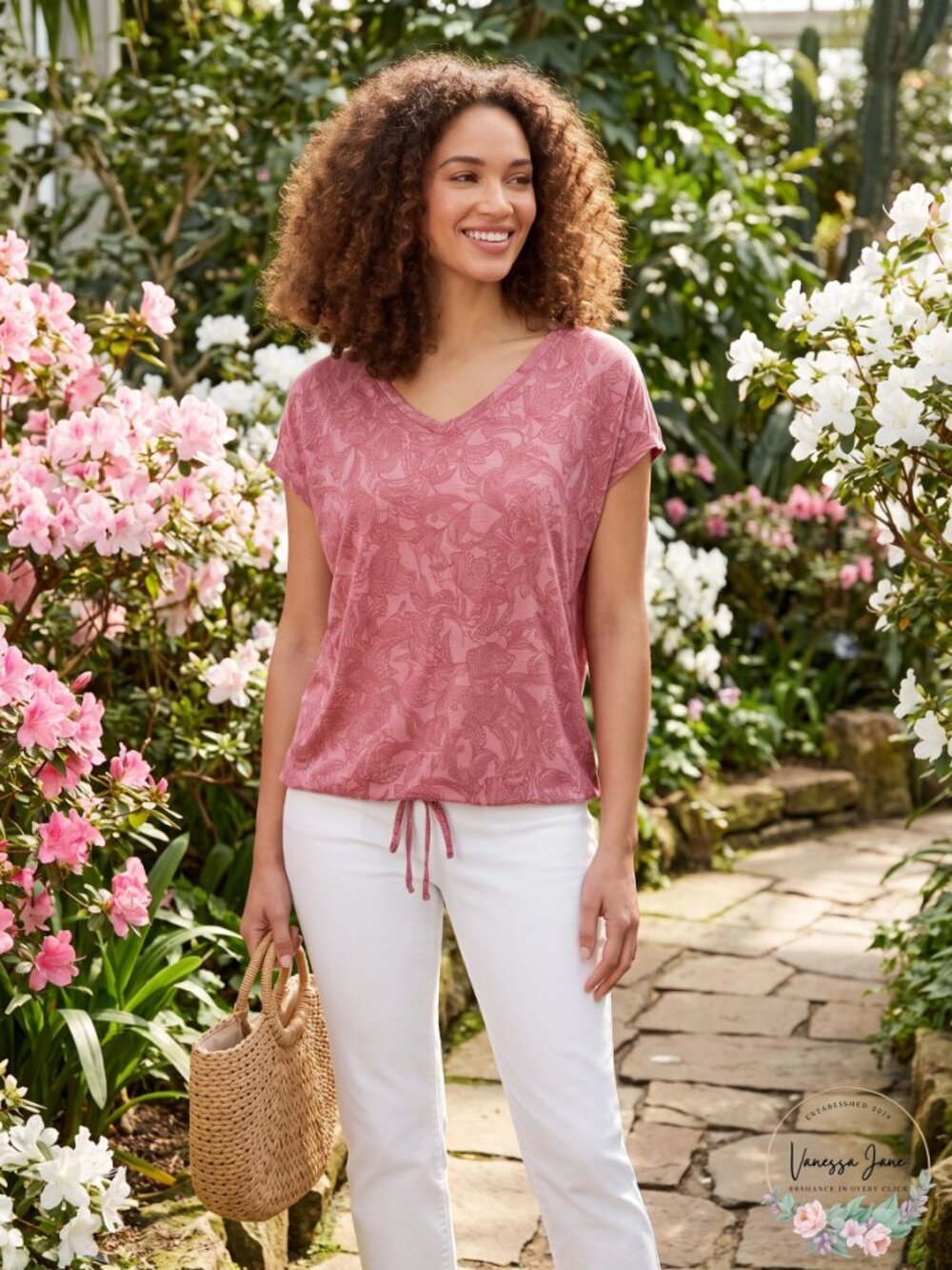 IDEOLOGY Womens Printed Drawstring T-Shirt, Size L